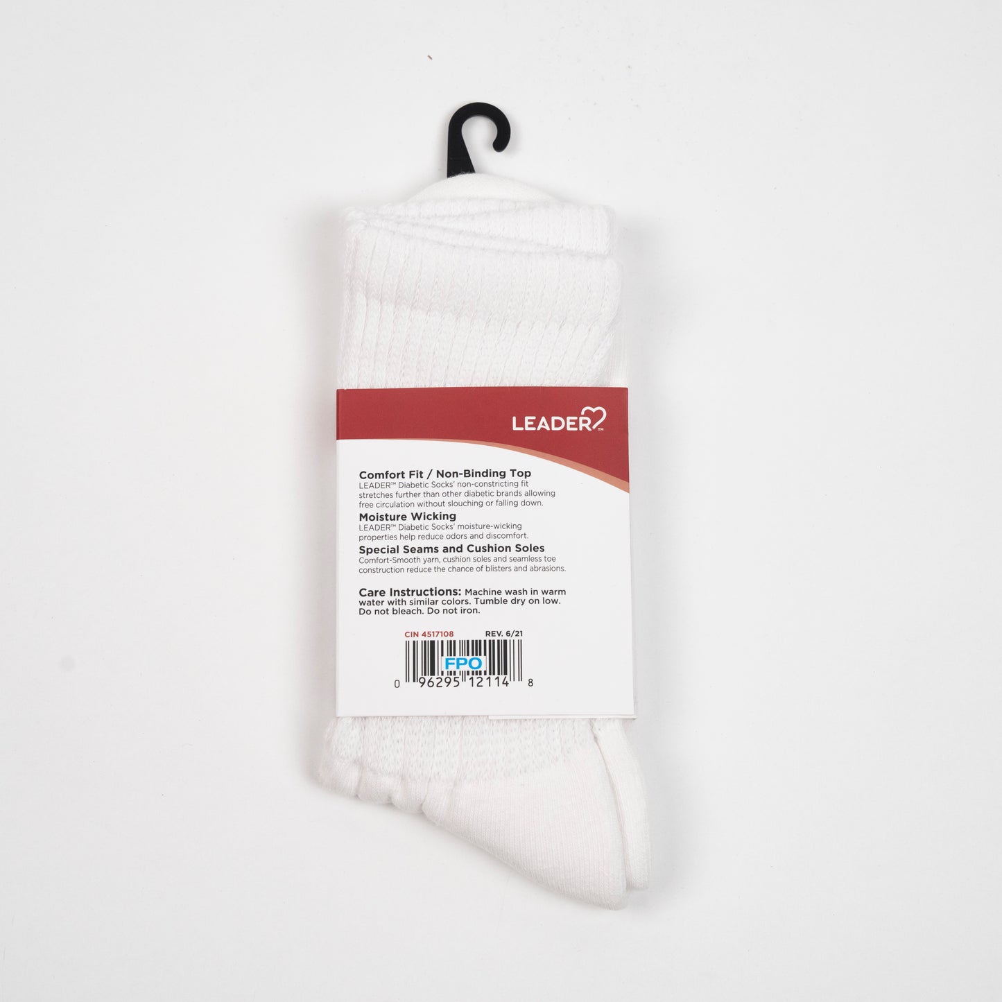 Diabetic Sock Crew White -Medium