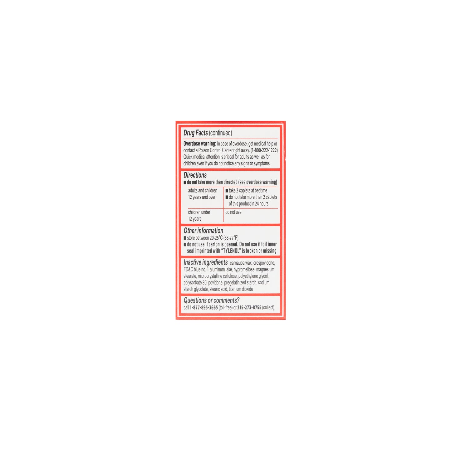 Tylenol PM 25-500 mg Caplets