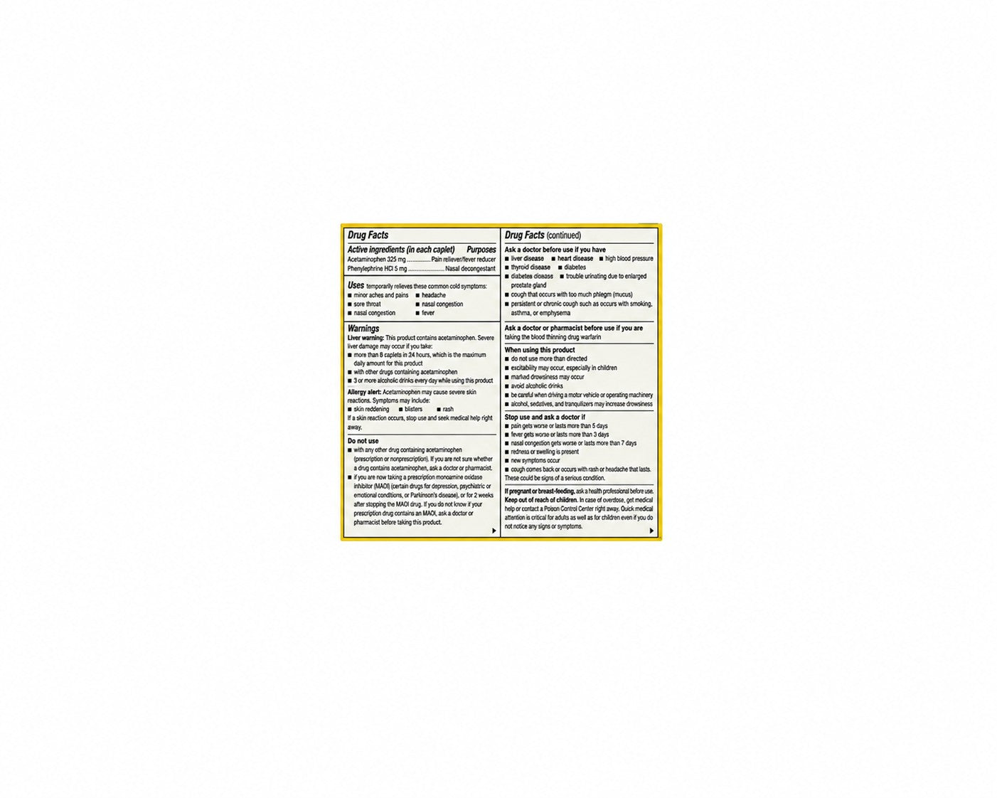 Panadol Cold & Flu (Acetaminophen – Dextrometorphan  500 mg-15 mg)