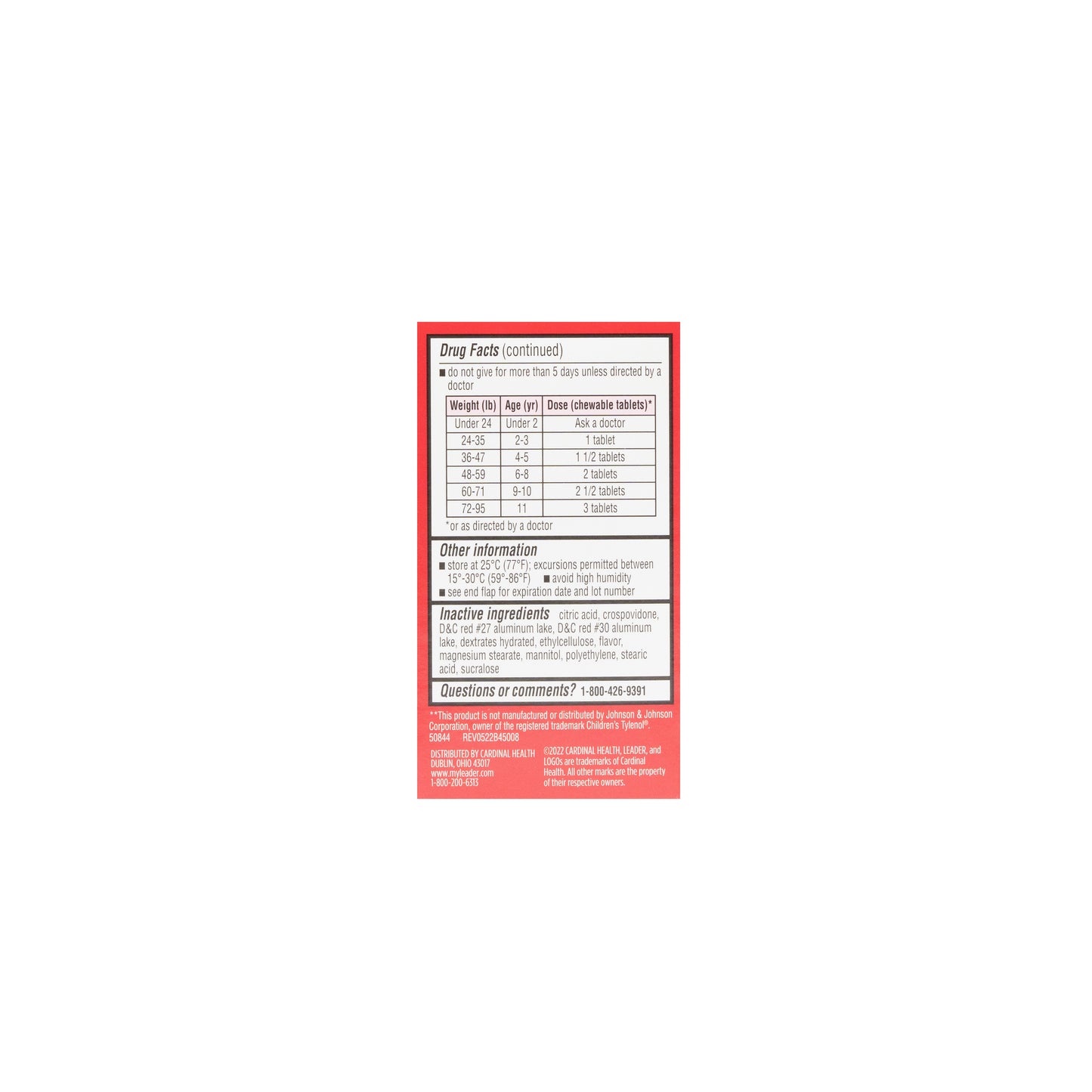 Acetaminophen 160 mg Tabs Chewable