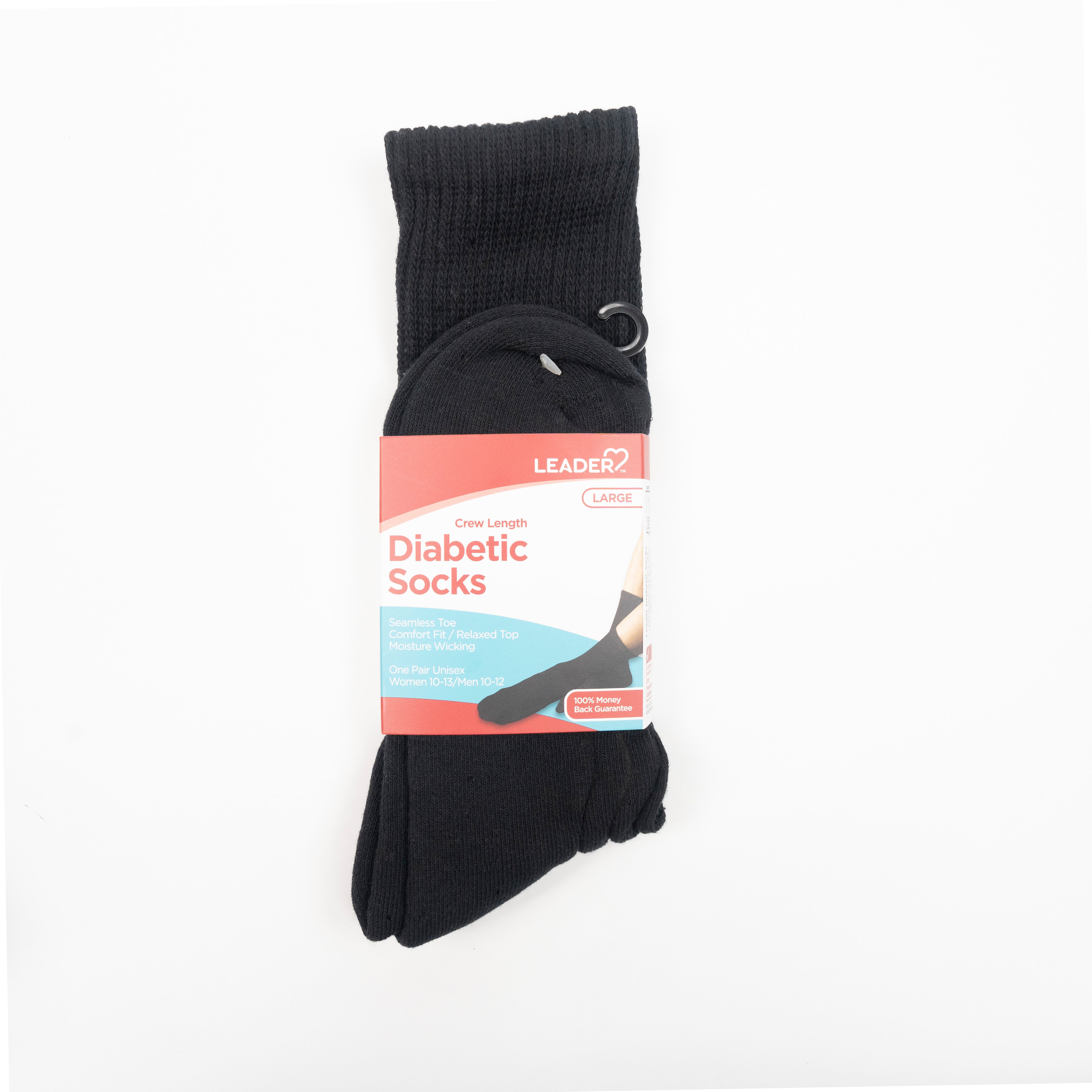 Compression Knee High Socks, Mens Black, Large (Shoe Size 10.5 - 12), 15 - 20 mmHg