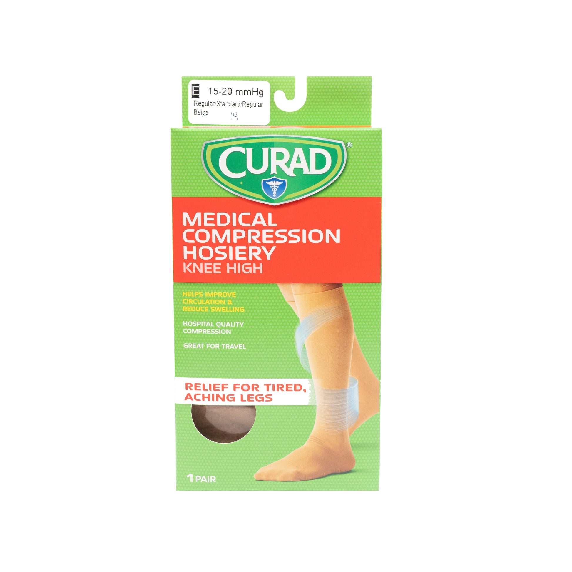 Compression Knee High Socks, Mens Tan, Large (Shoe Size 10.5 - 12), 15 - 20 mmHg