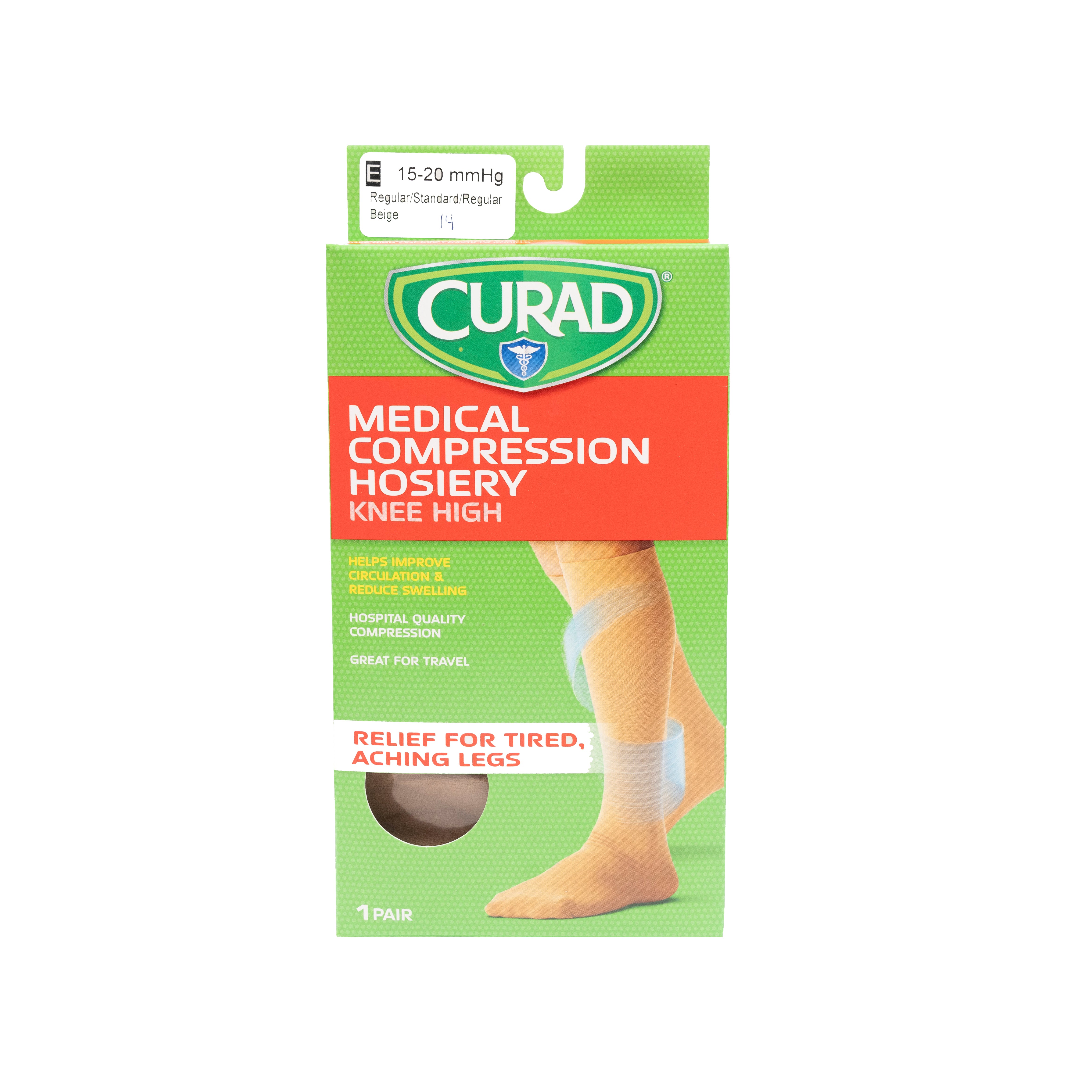 Compression Knee High Socks, Mens Tan, Large (Shoe Size 10.5 - 12), 15 - 20 mmHg