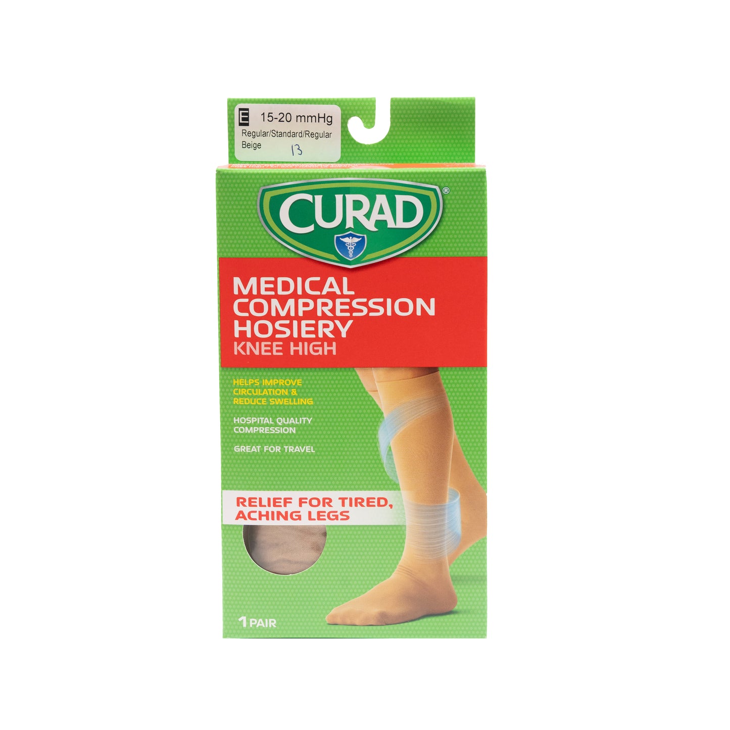 Compression Knee High Socks, Mens Tan, Medium (Shoe Size 8 - 10), 15 - 20 mmHg