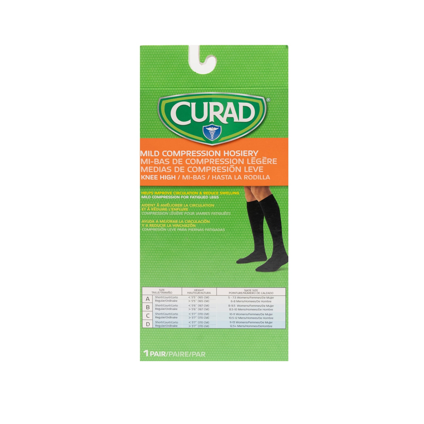 Compression Knee High Socks, Women’s Black, Large (Shoe Size 8 - 10.5), 8-15 mmHg