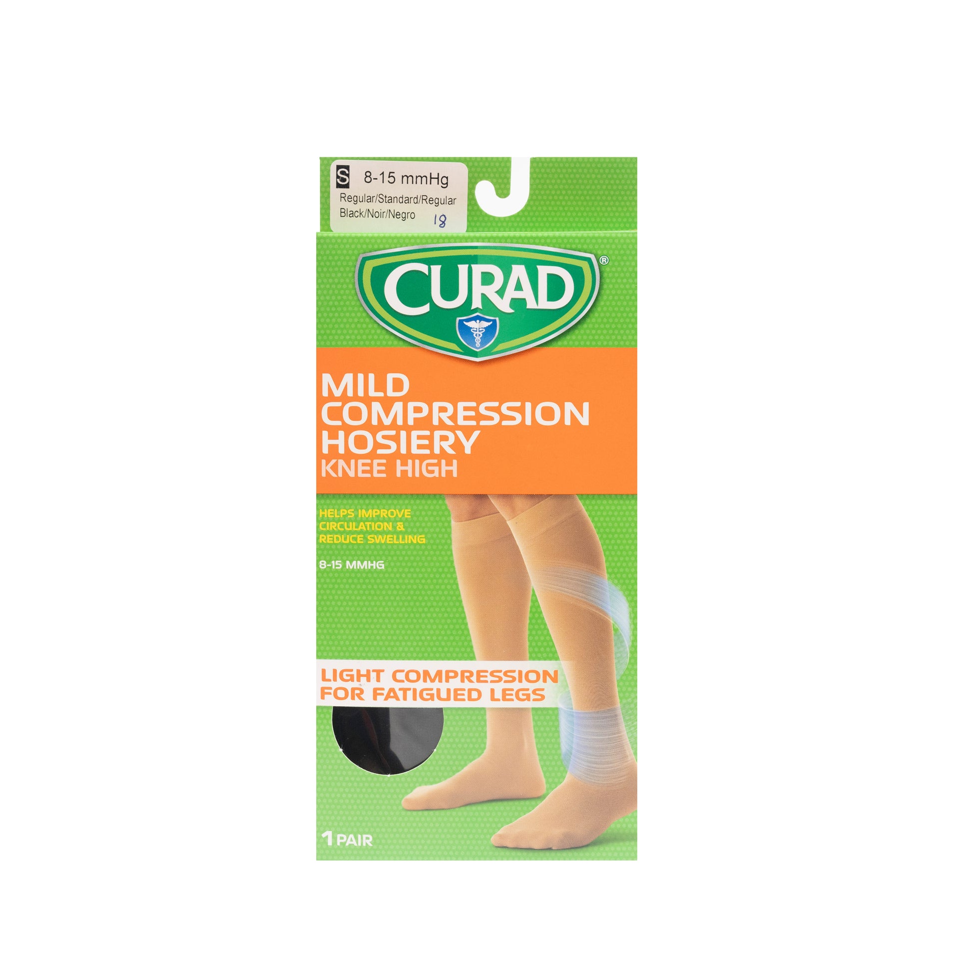 Compression Knee High Socks, Womens Black, Small (Shoe Size 4-5), 8-15 mmHg