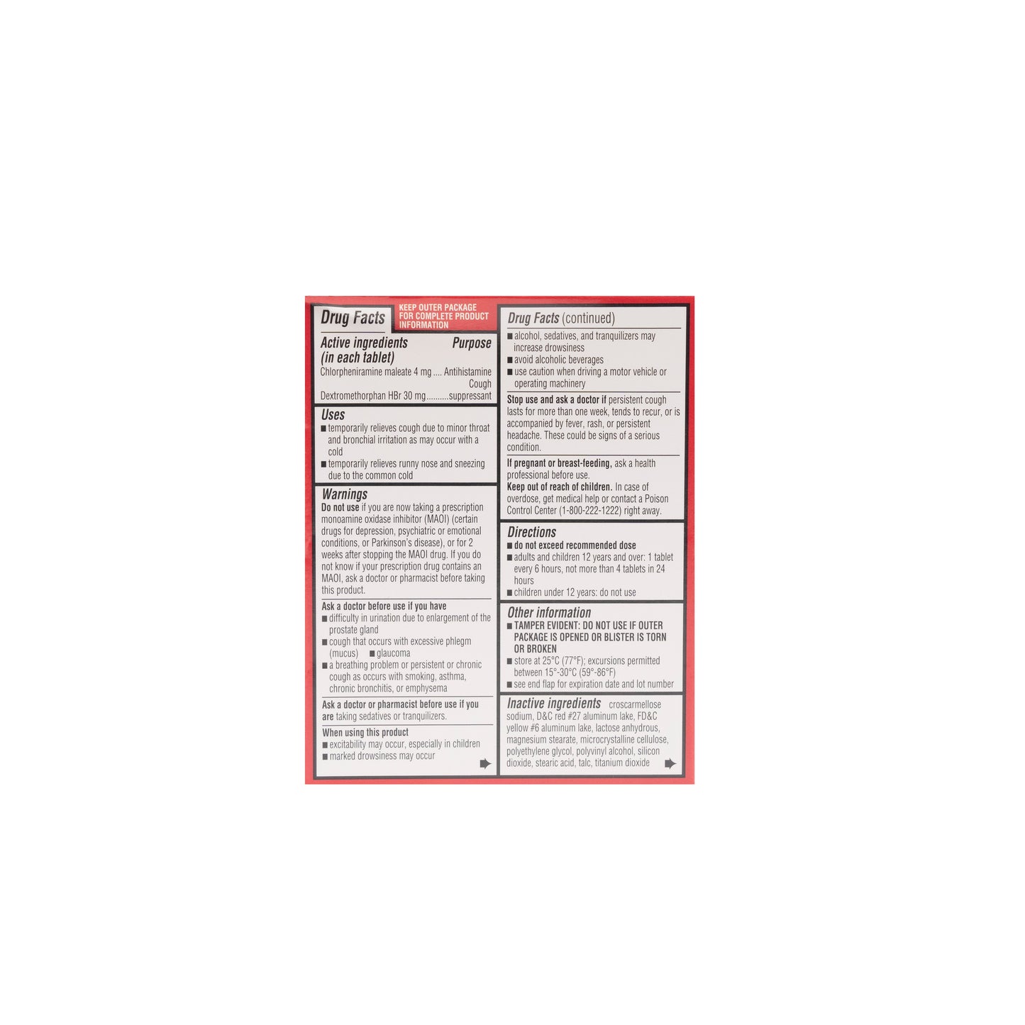 Cough & Cold HBP (Chlorpheniramine - Dextromethorphan)  4-30 mg Tabs