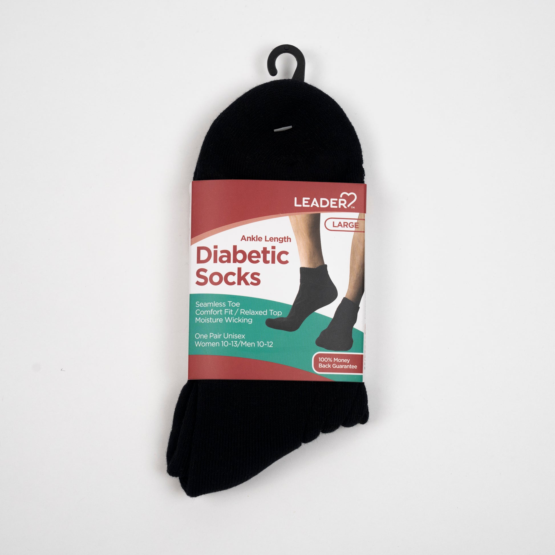 Diabetic Sock Ankle Black -Large