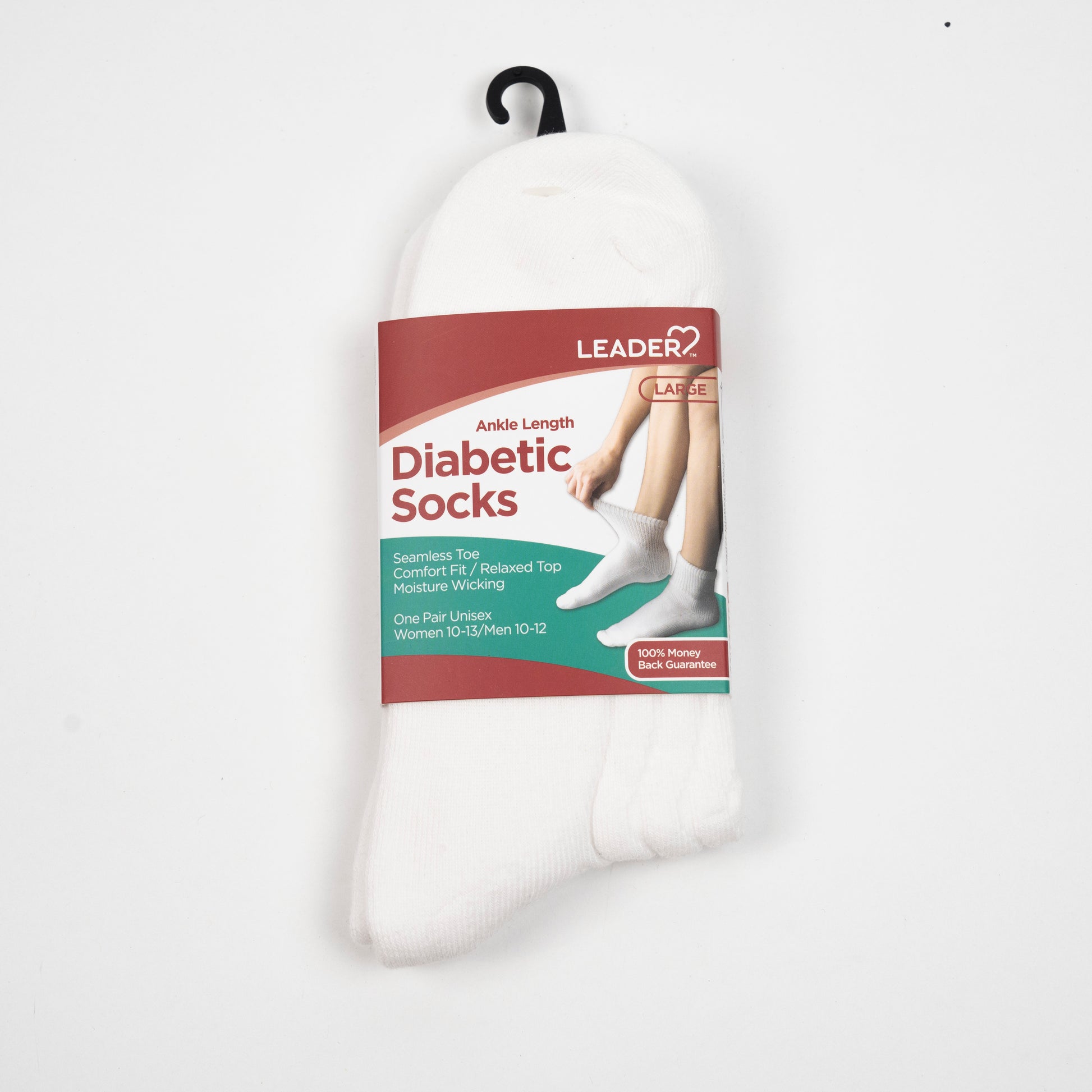 Diabetic Sock Ankle White -Large