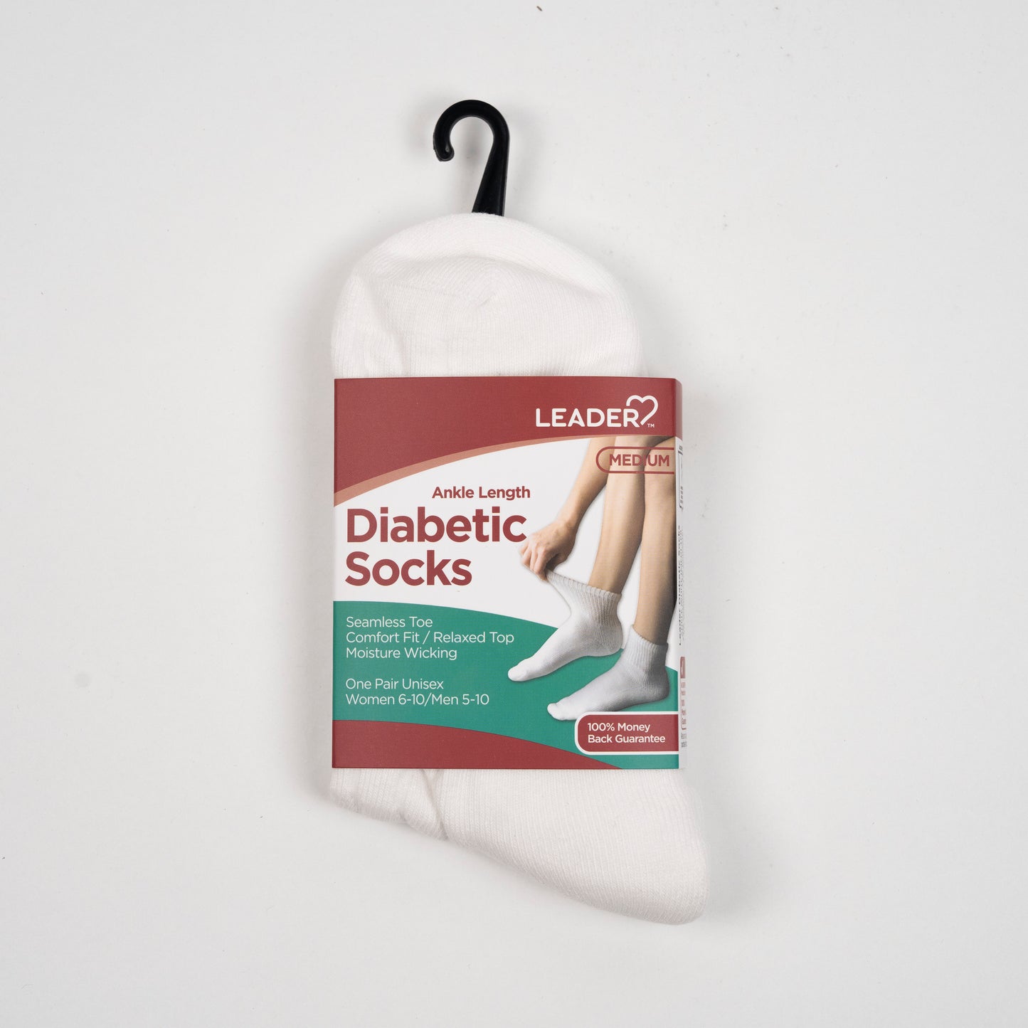 Diabetic Sock Ankle White -Medium