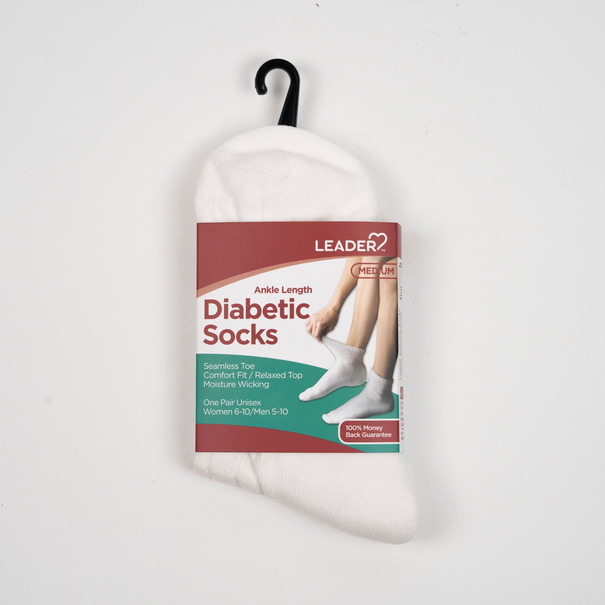 Diabetic Sock Ankle White -Medium