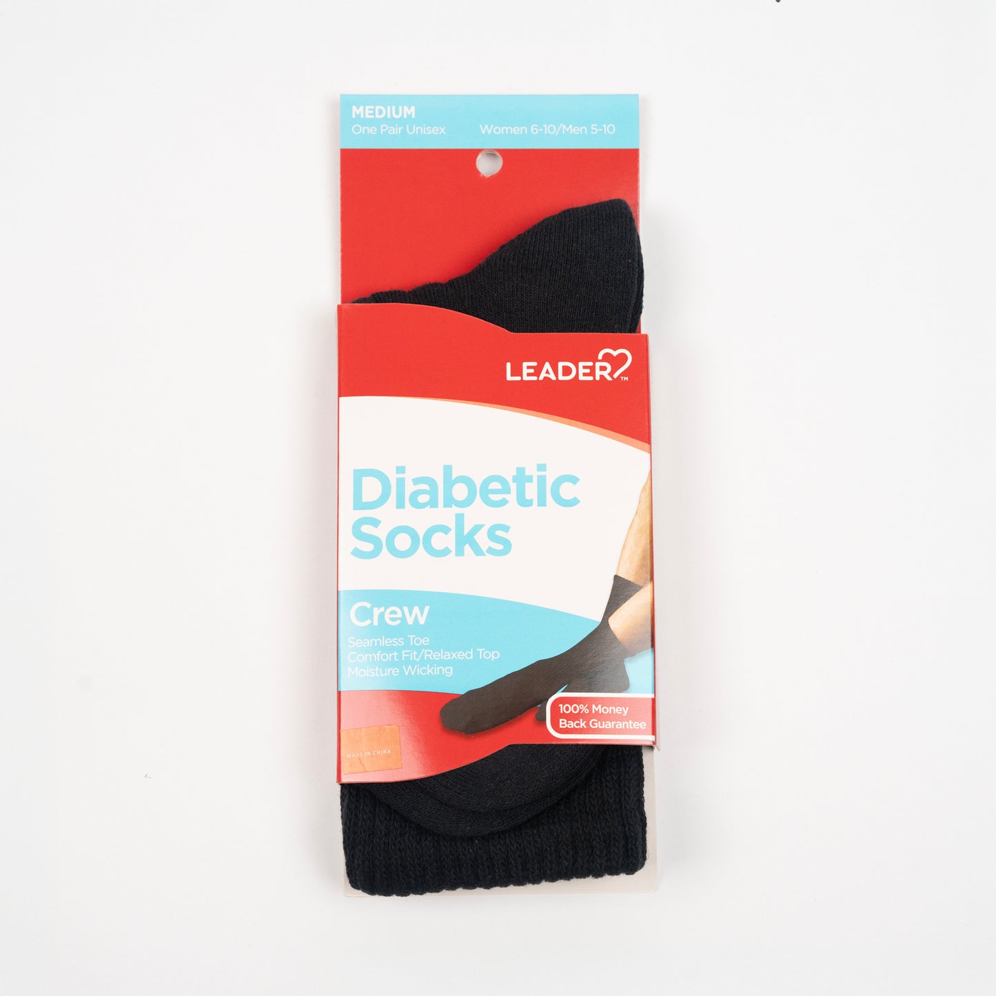 Diabetic Sock Crew Black -Medium