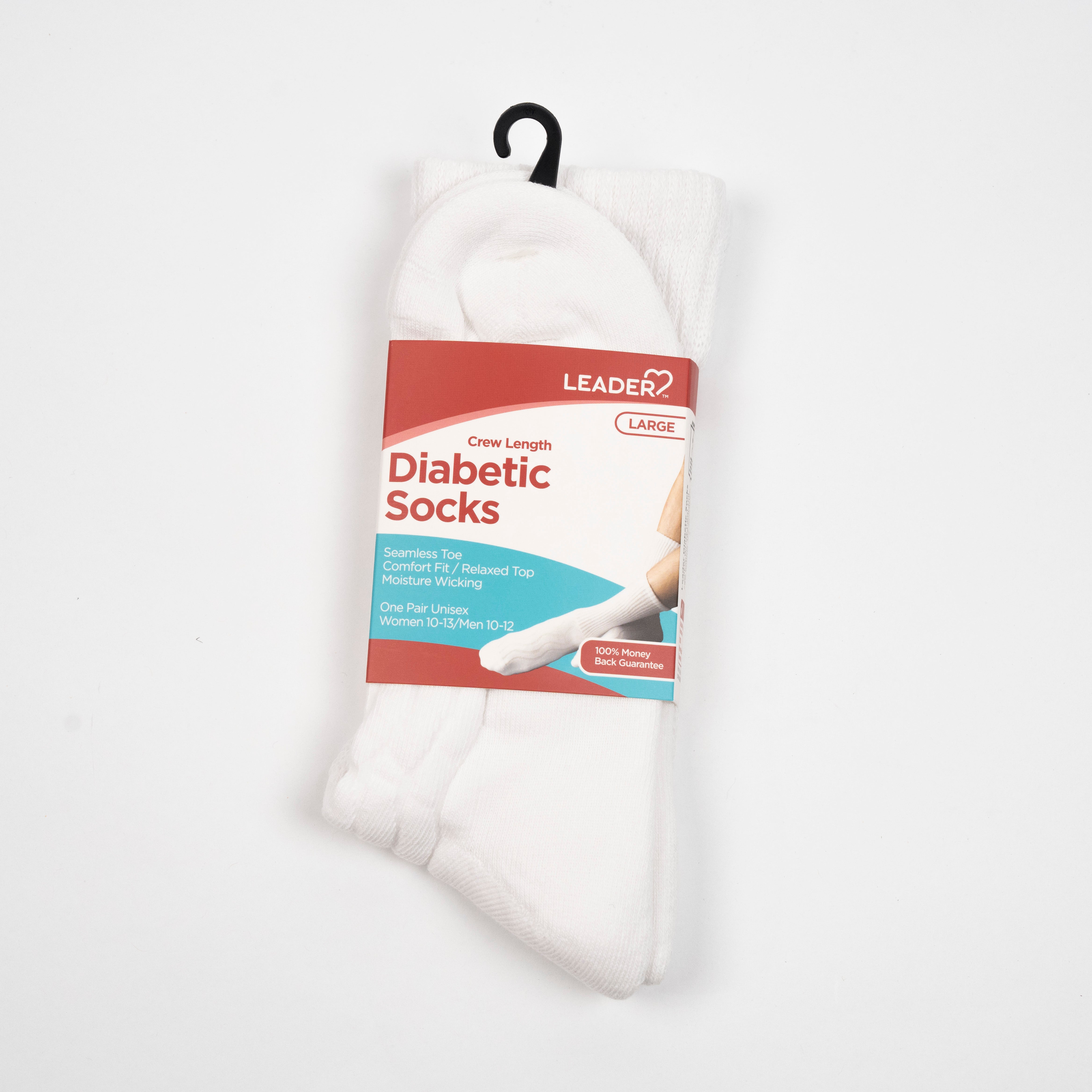 Diabetic Sock Crew White -Large