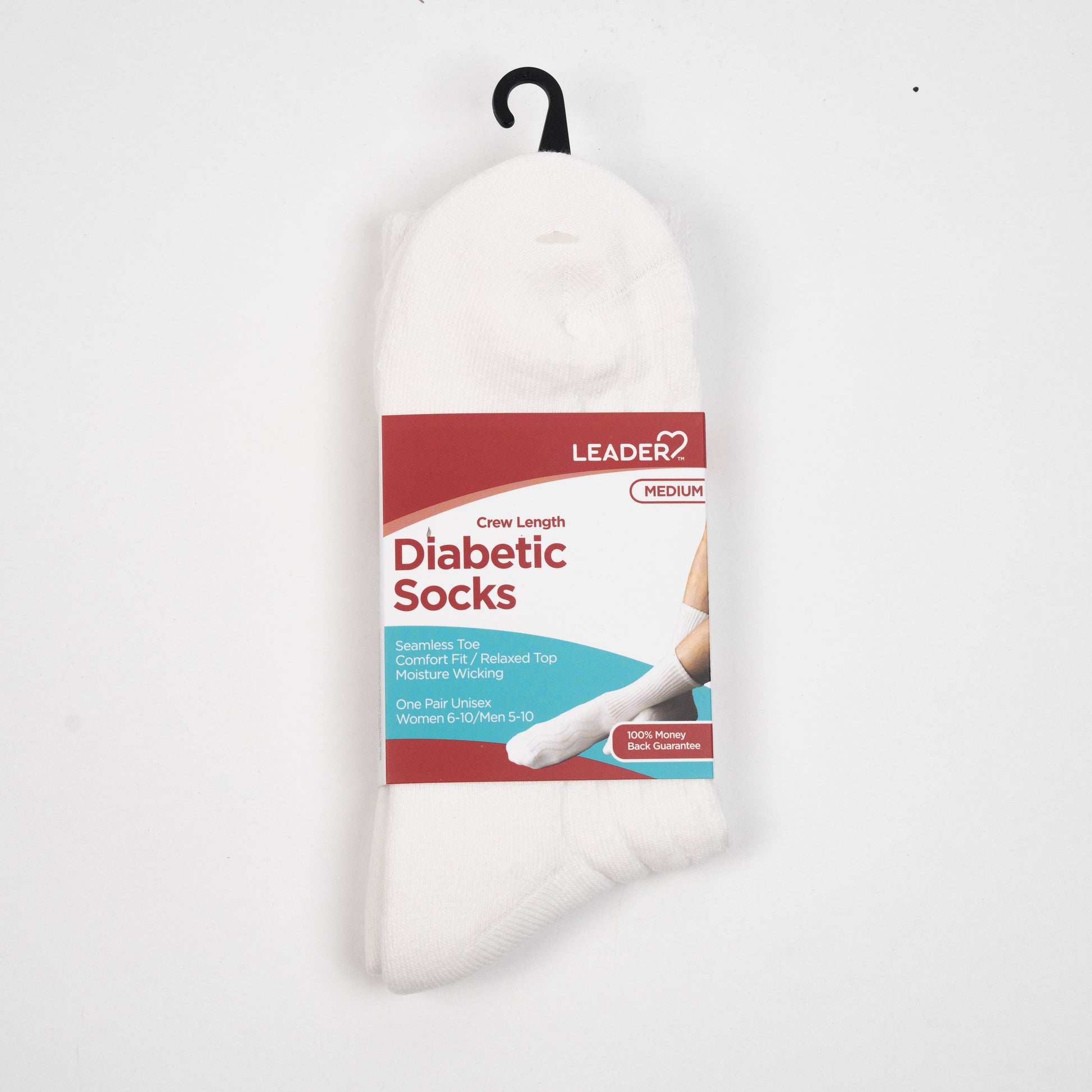 Diabetic Sock Crew White -Medium