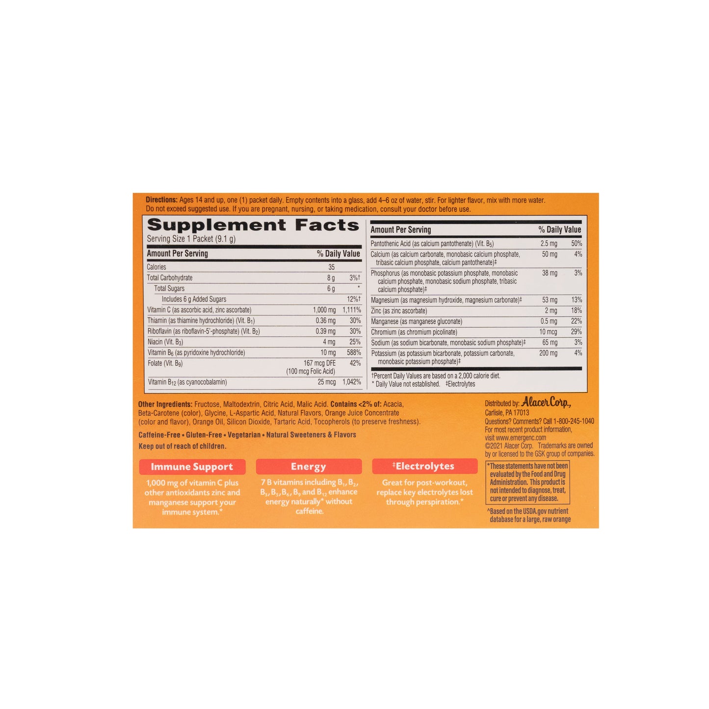 Emergen-C 1,000 mg Vit C Orange Pack