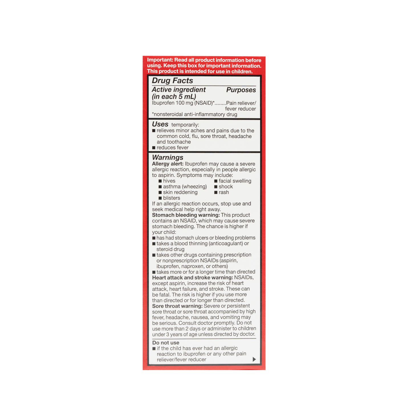 Ibuprofen 100 mg/5 ML Oral Suspension