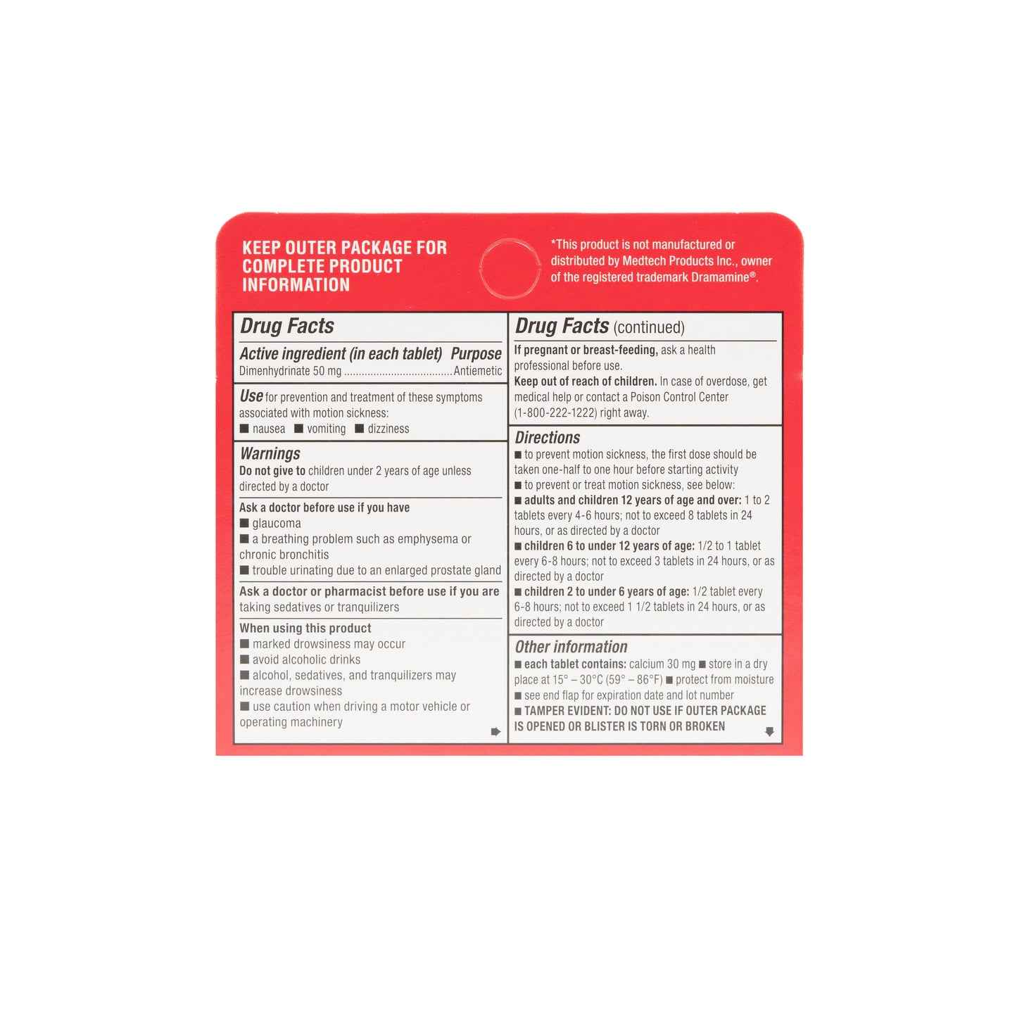 Motion Sickness Relief (Dimenhydrinate) 50 mg