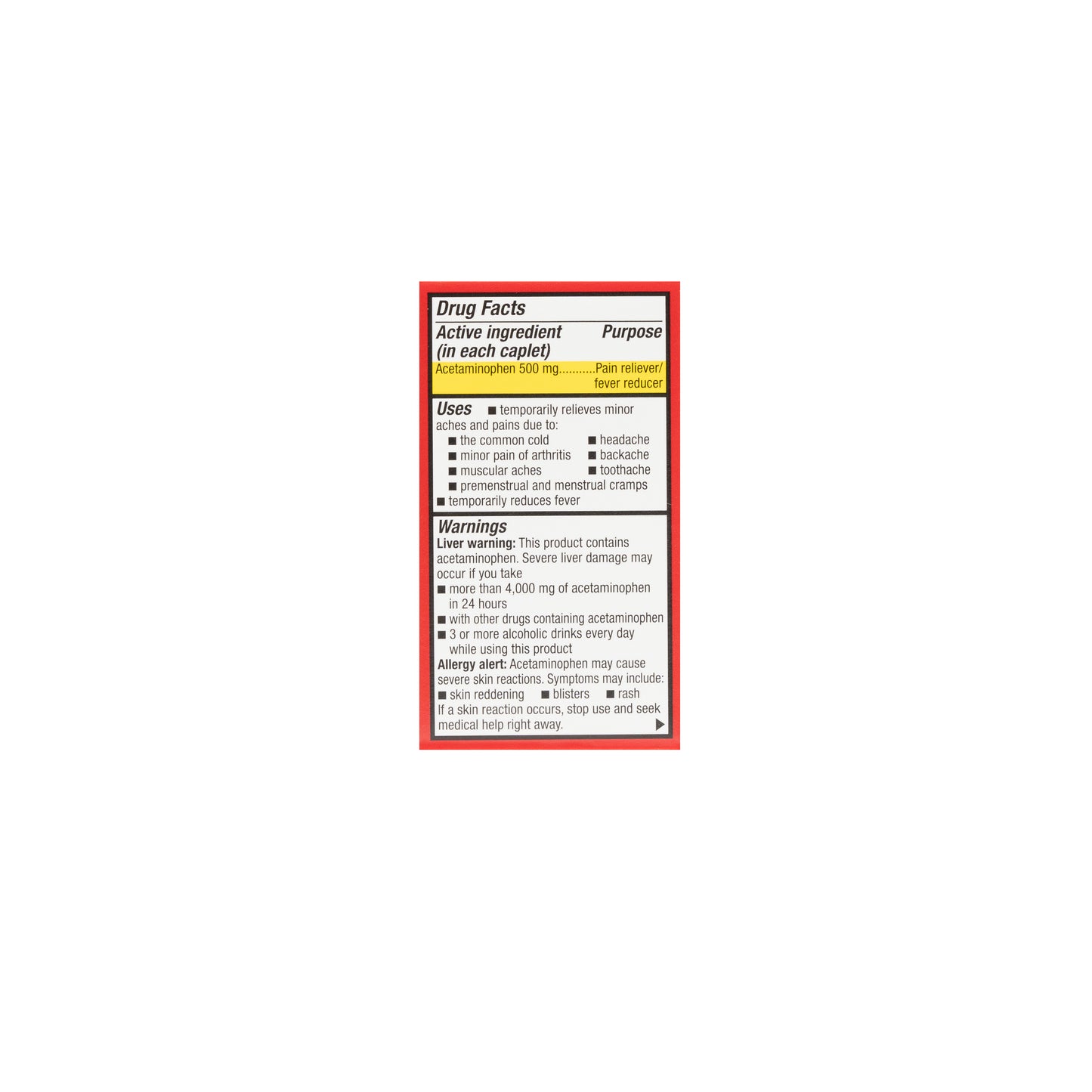 Pain Relief 500 mg  Caplets