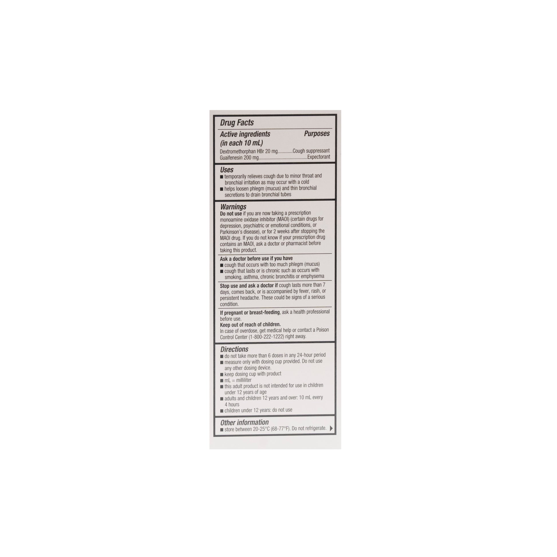 Tussin DM (Guaifensin -Dextromethorphan) 200-20 mg/10Ml Liquid