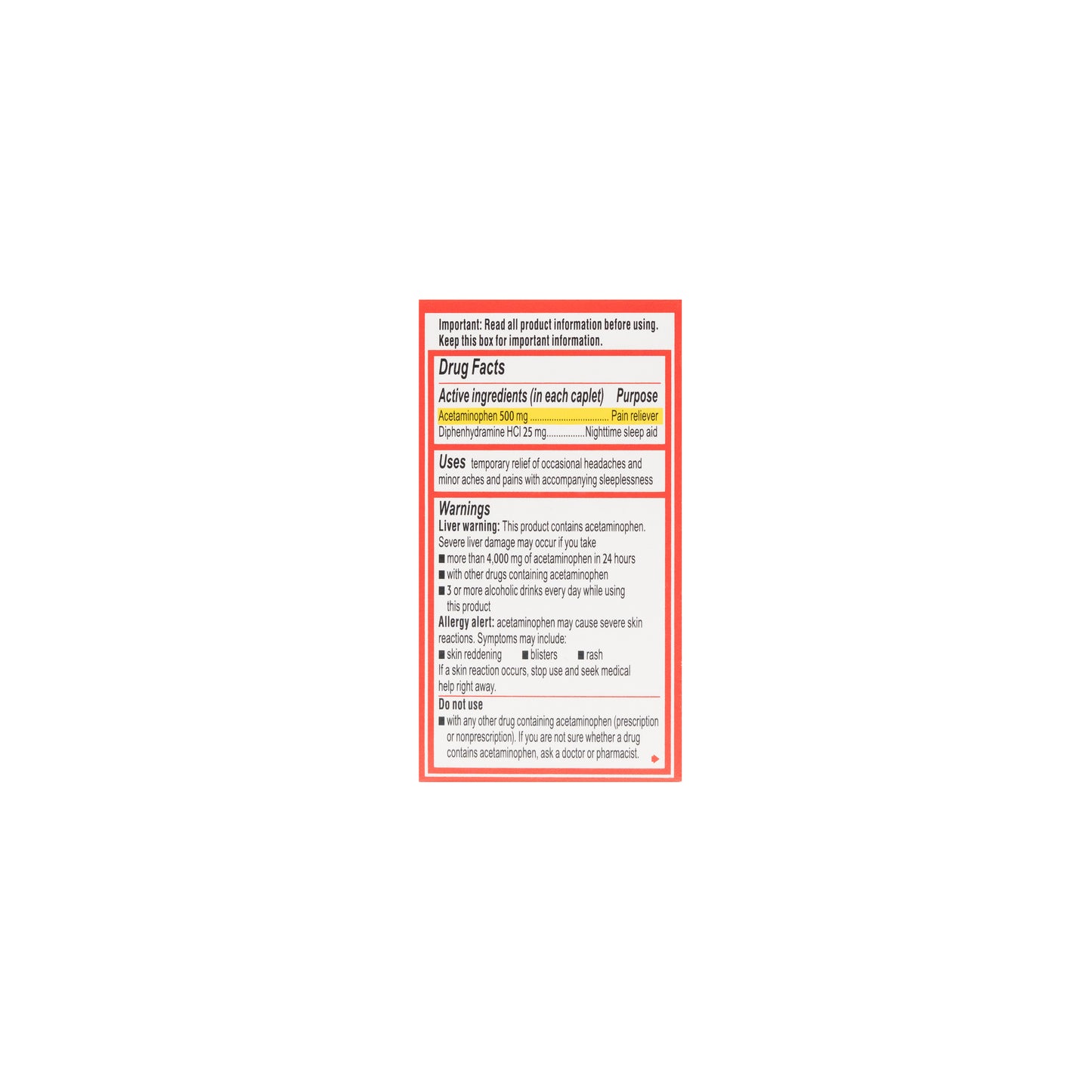 Tylenol PM 25-500 mg Caplets